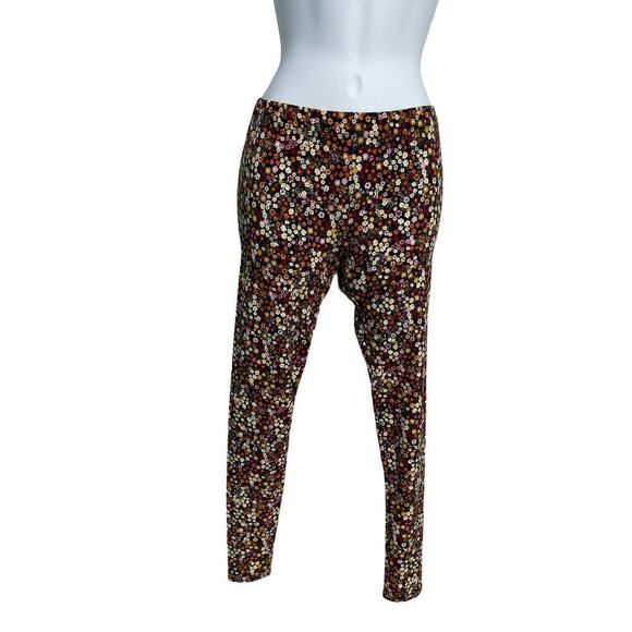 No Boundaries NOBO Floral Print Leggings Pull‎ On Stretch  Black XS Extra Small - Picture 1 of 9